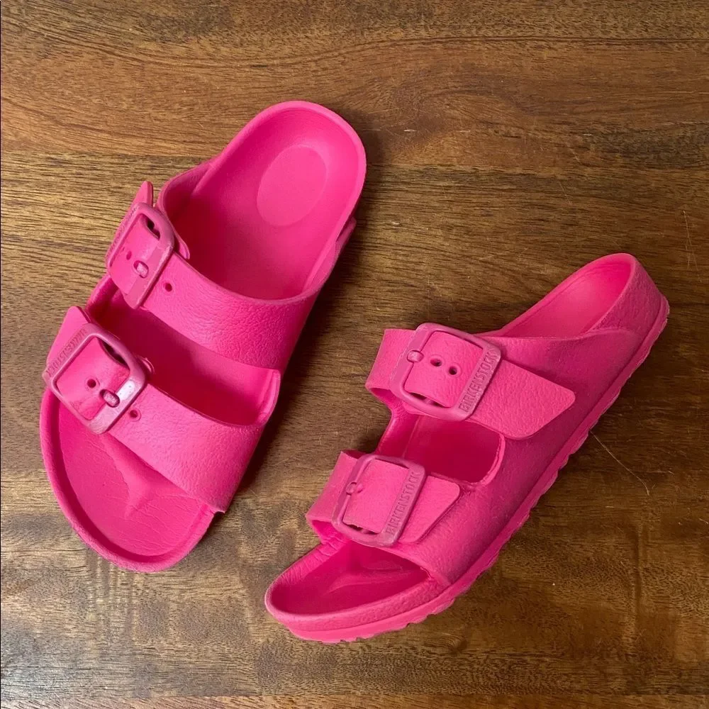 Birkenstock Kids Hot Pink Double Buckle Slides
